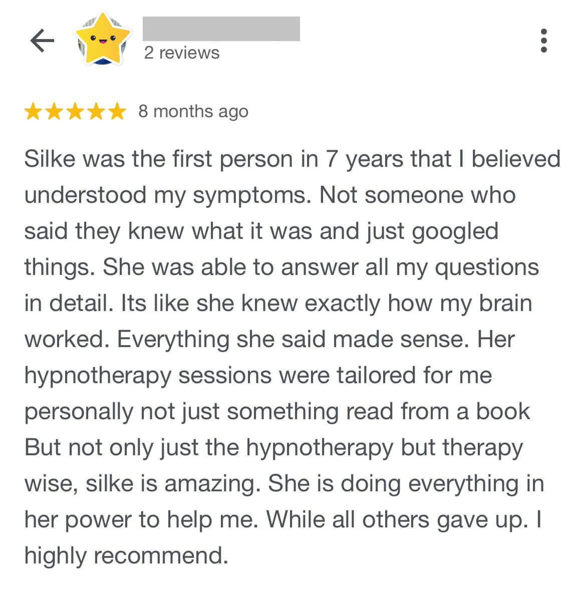 Australian Hypnotherapy Google Review amazing talent