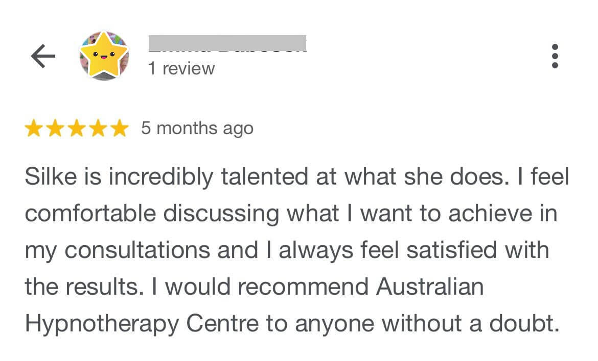 Australian Hypnotherapy Google Review